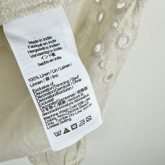 J.Crew Bungalow Embroidered Top Linen Natural Beige Boho Relaxed Small NWT - Picture 7 of 11